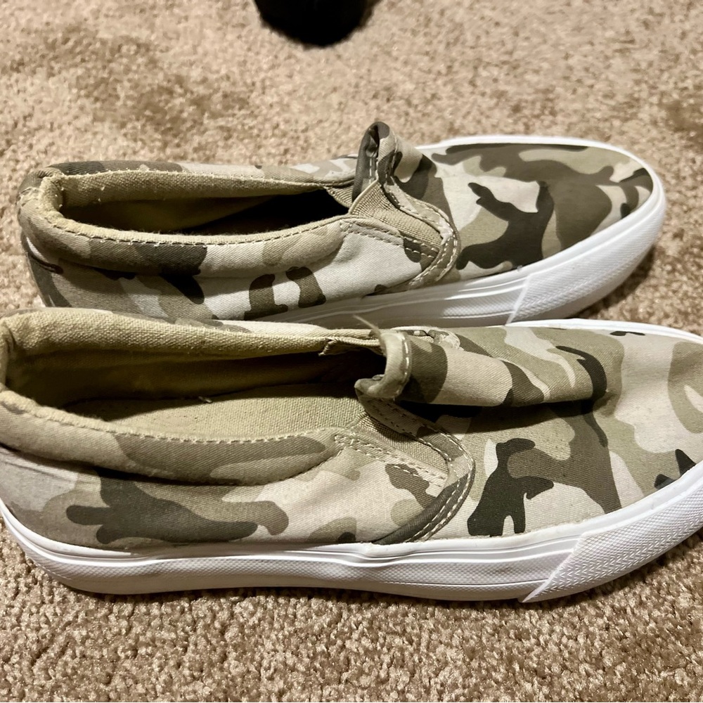 Restricted Brand Camouflage Slip-On Sneakers
